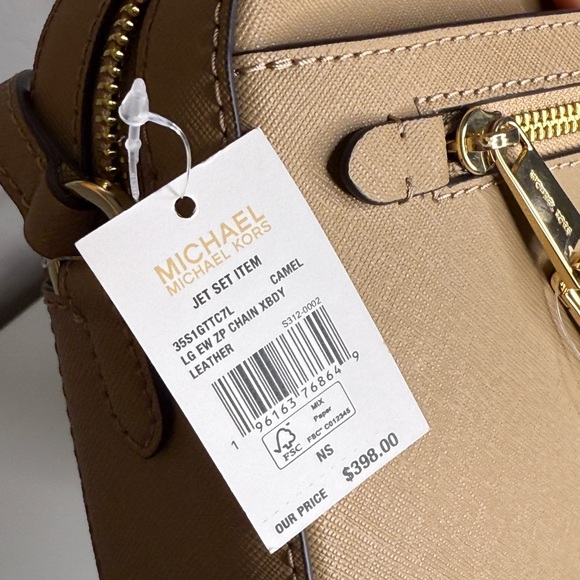 MICHAEL KORS Jet Set Travel Large Chain Cossbody Bag in Camel with Dust Bag NWT - Picture 5 of 5